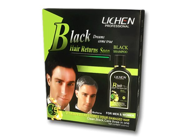 BLACK HAIR RETURNS SOON BLACK SHAMPOO ( LICHEN )