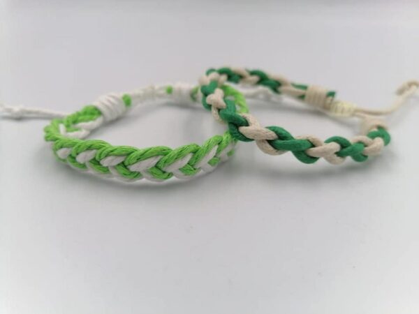 Green and White Bracelets